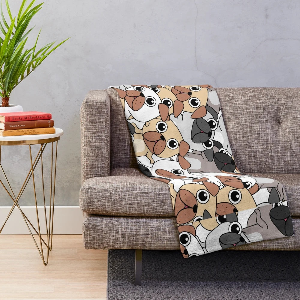 Soft and Cuddly Pug-Themed Plush Blanket