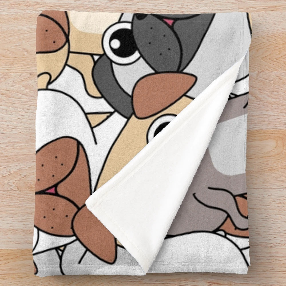 Soft and Cuddly Pug-Themed Plush Blanket