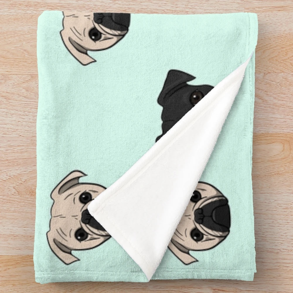 Soft and cuddly pug plush blanket