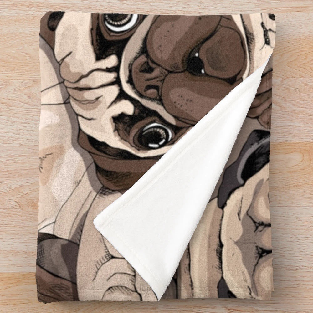 Cozy pug plush blanket featuring a seamless pattern design of adorable pugs.