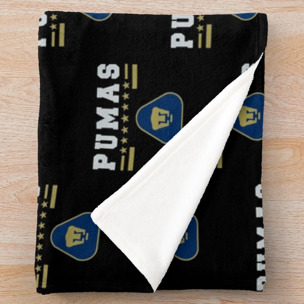 Pumas Unam inspired plush blanket for Mexican soccer fans