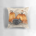 Pumpkin and black cat decorative pillow for fall