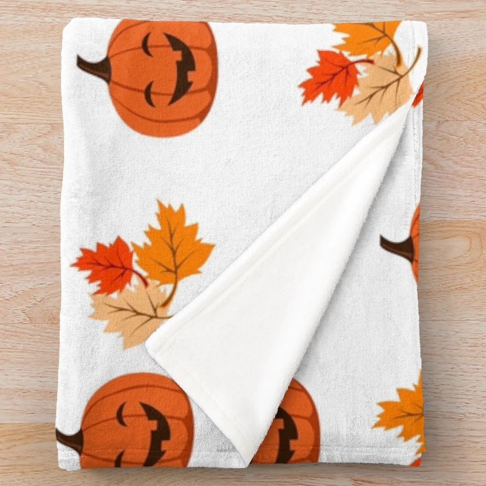 Pumpkin pattern plush blanket for autumn and Halloween