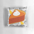 Pumpkin pie-themed grey throw pillow with autumn pattern