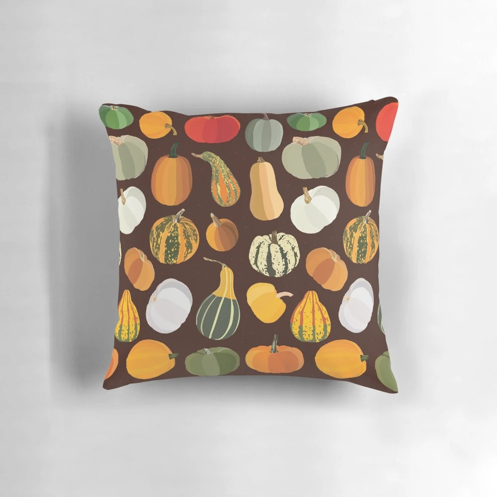 Decorative pumpkin-shaped pillow in warm fall colors for autumn and harvest home decor