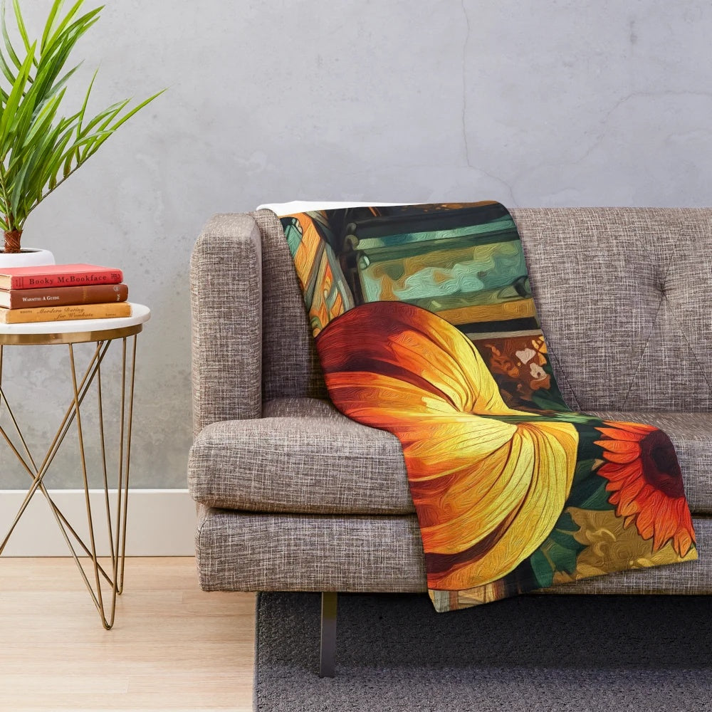 Soft and plush pumpkin-themed blanket for the fall season