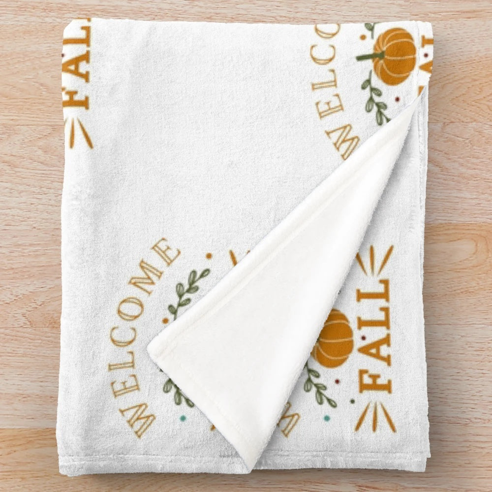 Pumpkin plush blanket in orange and green colors