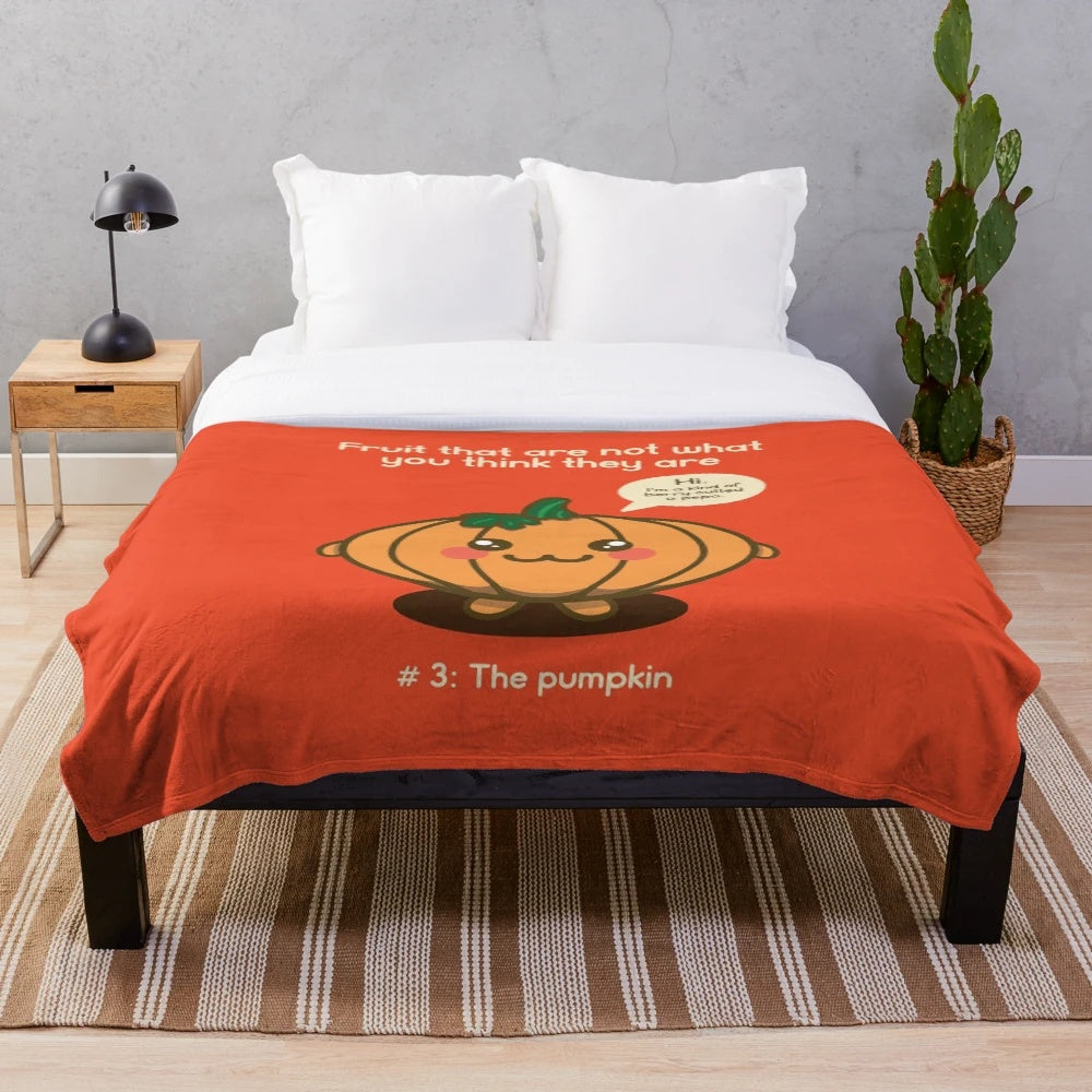 Pumpkin plush blanket with whimsical design