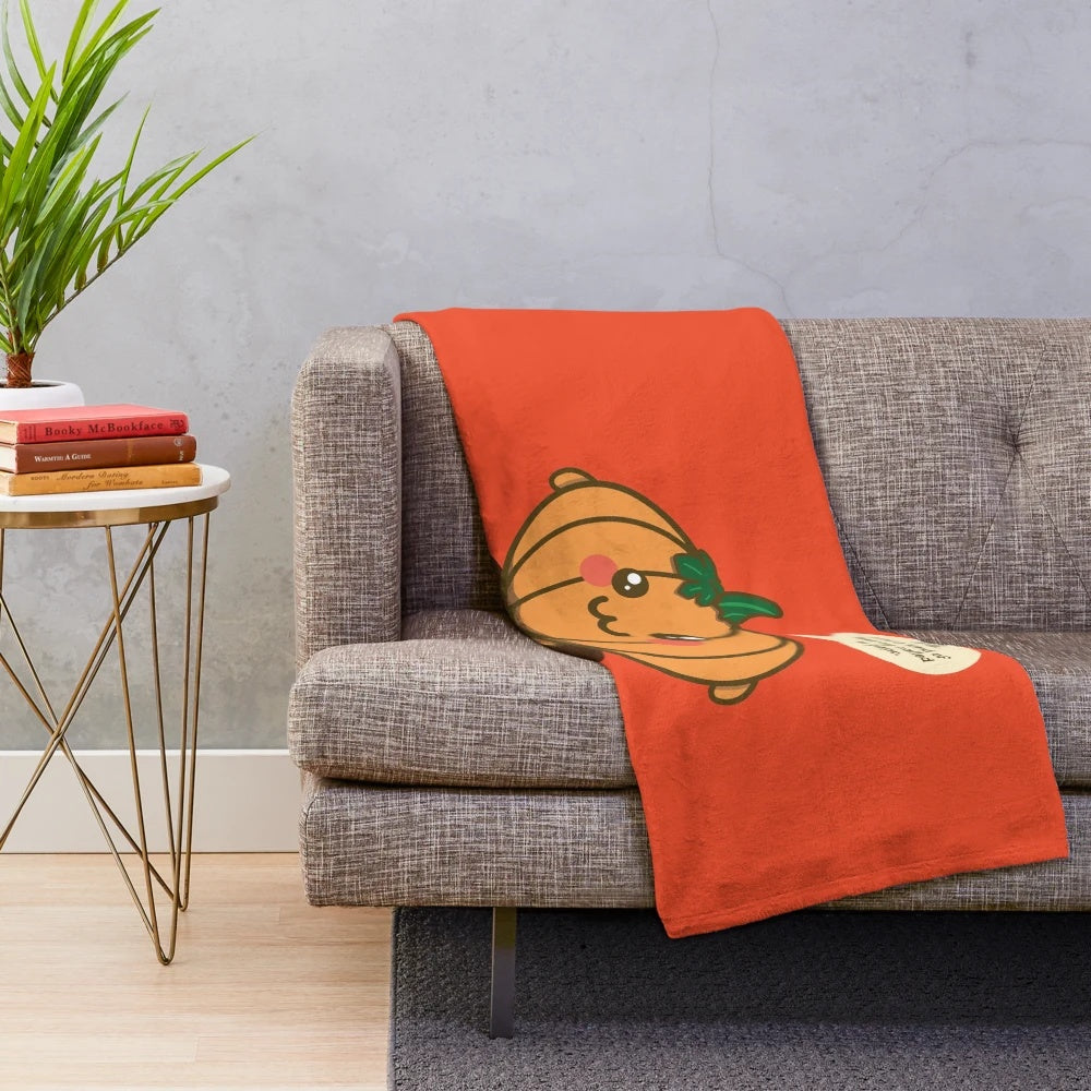 Pumpkin plush blanket with whimsical design