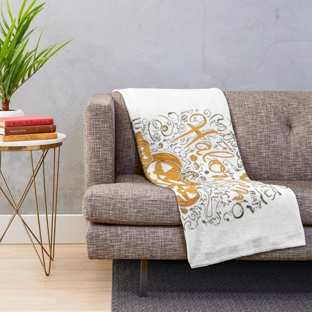 Pumpkin Plush Blanket with Spooky Halloween Design