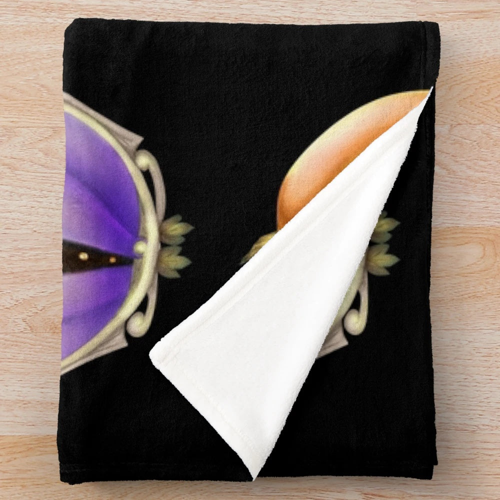 Pumpkin-shaped plush blanket with Victorian-inspired design