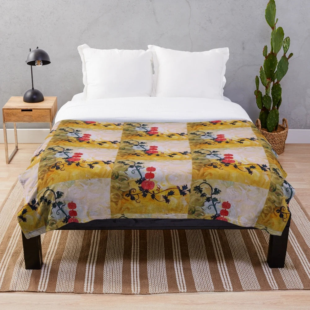 Pumpkin-themed plush blanket for cozy autumn home