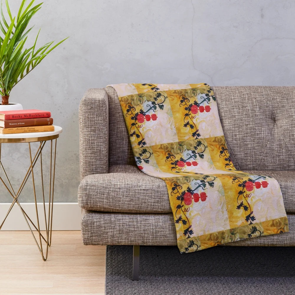 Pumpkin-themed plush blanket for cozy autumn home