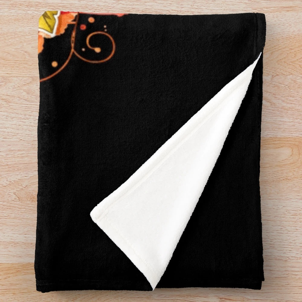 Pumpkin season plush blanket with retro autumn watercolor design