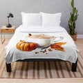 Pumpkin spice coffee themed plush blanket