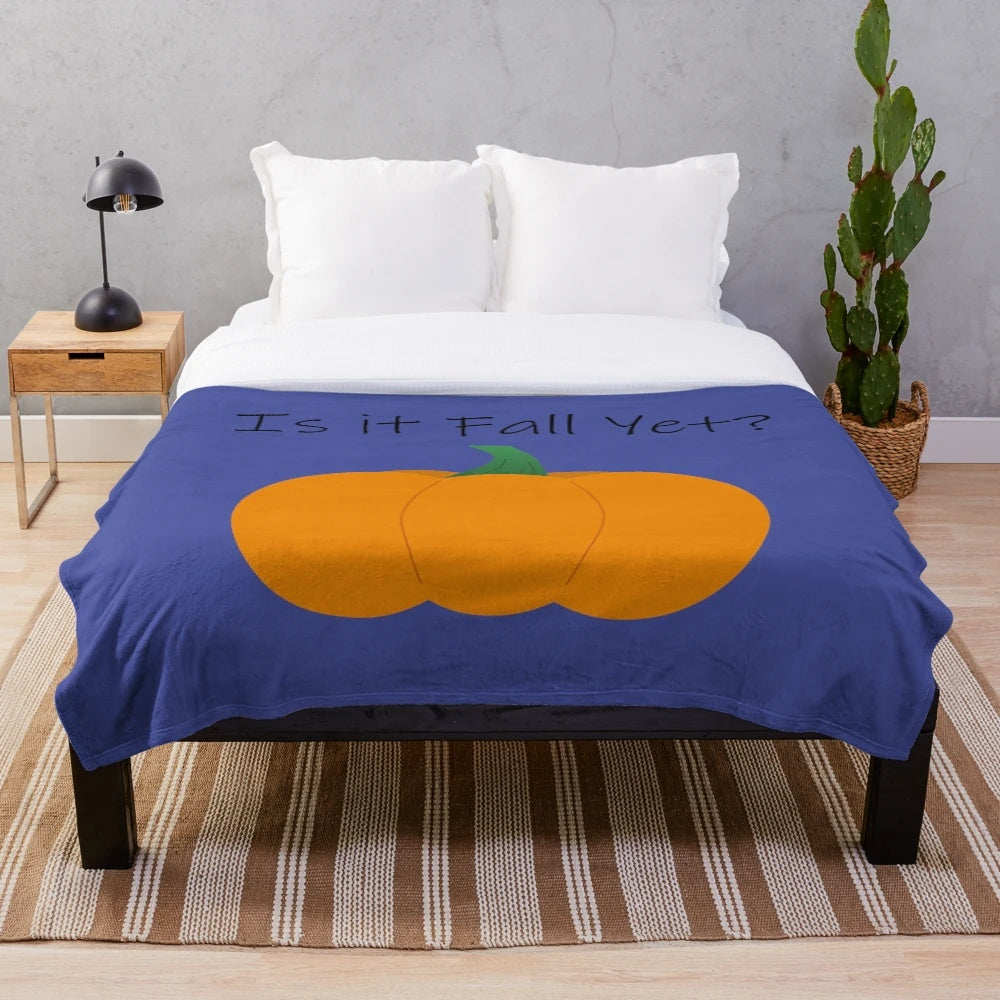 Warm and soft plush blanket in autumn pumpkin colors
