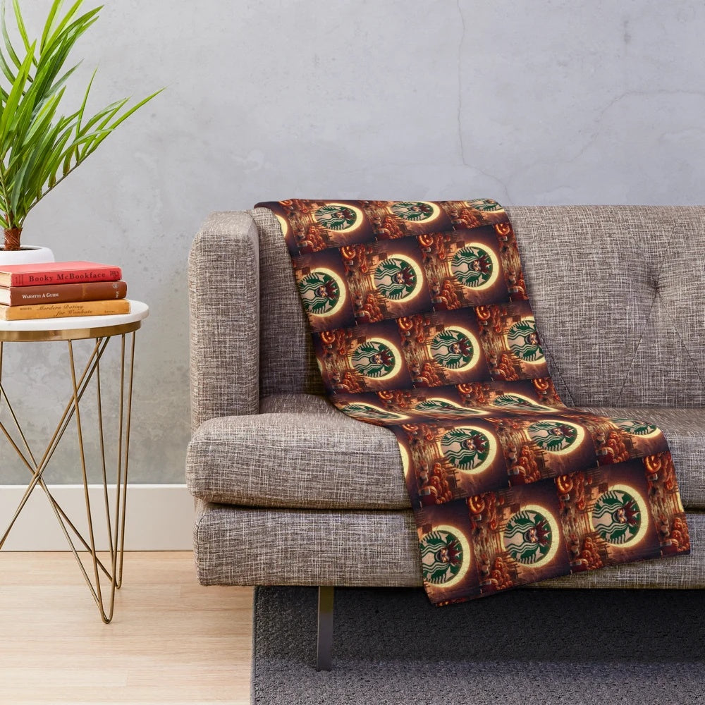 Pumpkin spice plush blanket for fall and autumn home decor