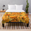 Pumpkins and autumn leaves plush blanket for cozy fall and holiday celebrations
