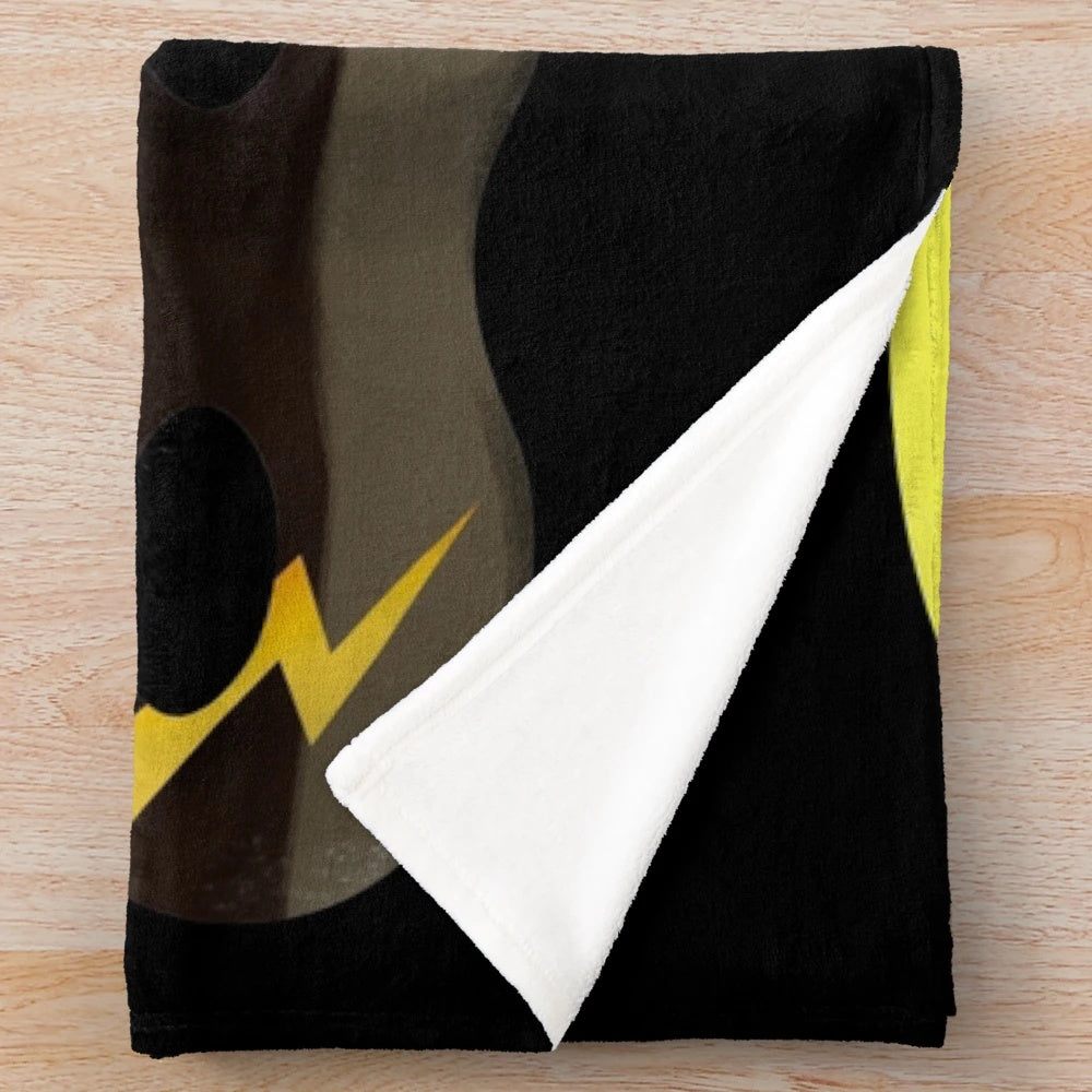 Music-inspired plush blanket with MCR and punk design