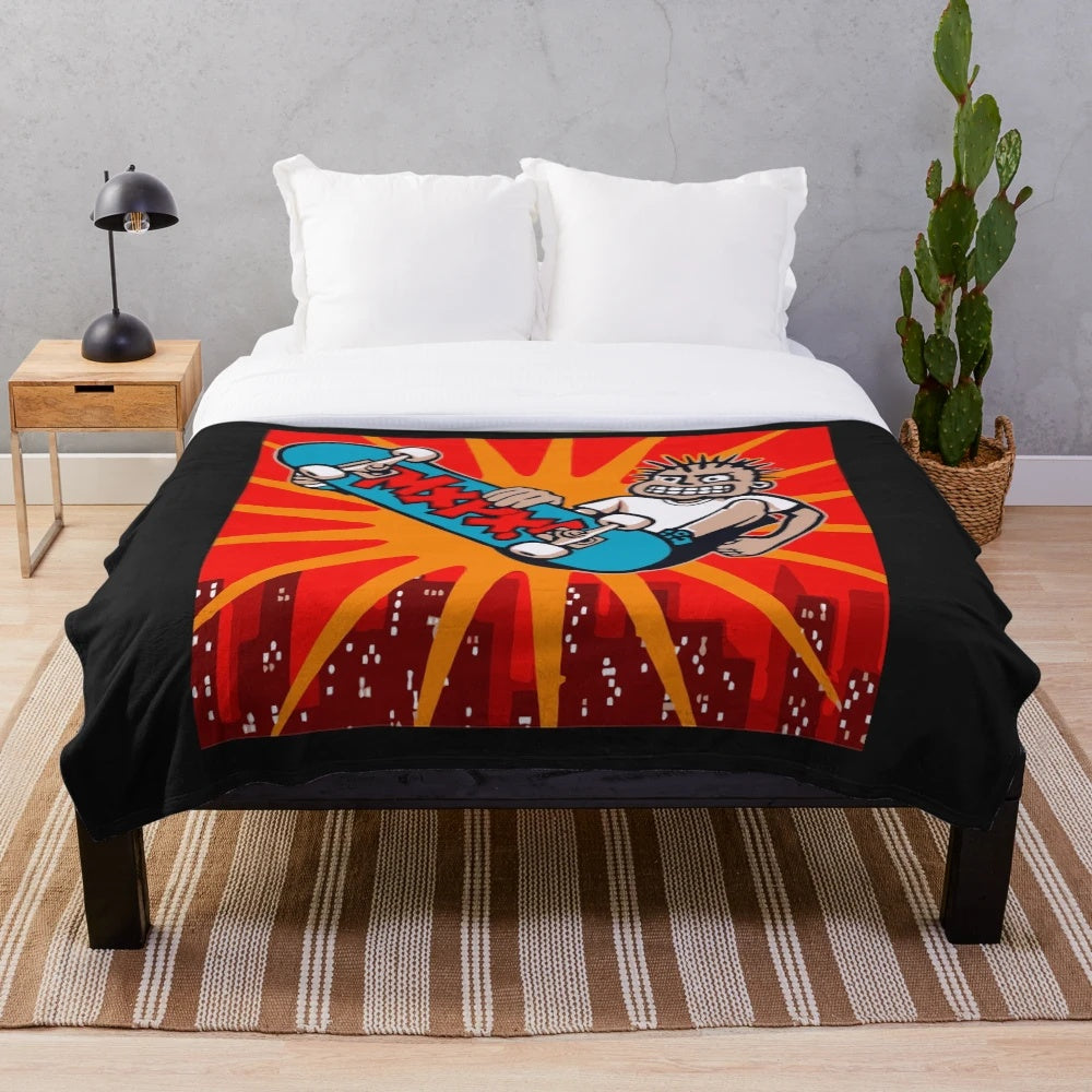 Plush blanket featuring the mxpx music logo and vintage punk rock style