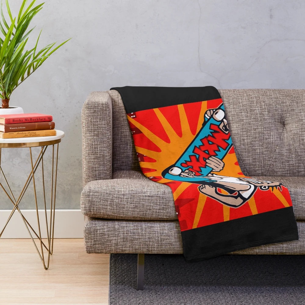 Plush blanket featuring the mxpx music logo and vintage punk rock style