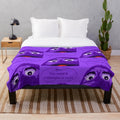 Grimace-inspired plush blanket with cute purple monster design