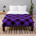 Purple plaid plush blanket with soft flannel material