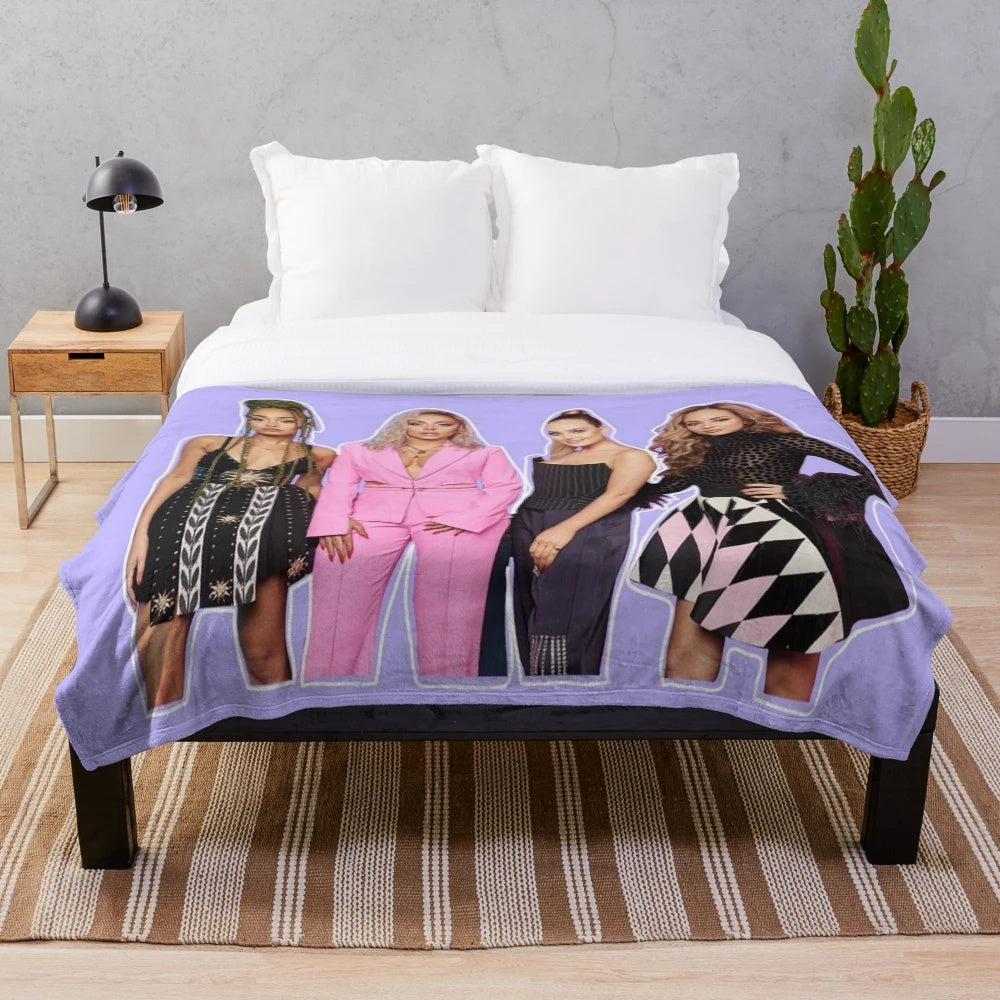 Soft purple plush blanket with Little Mix inspired design