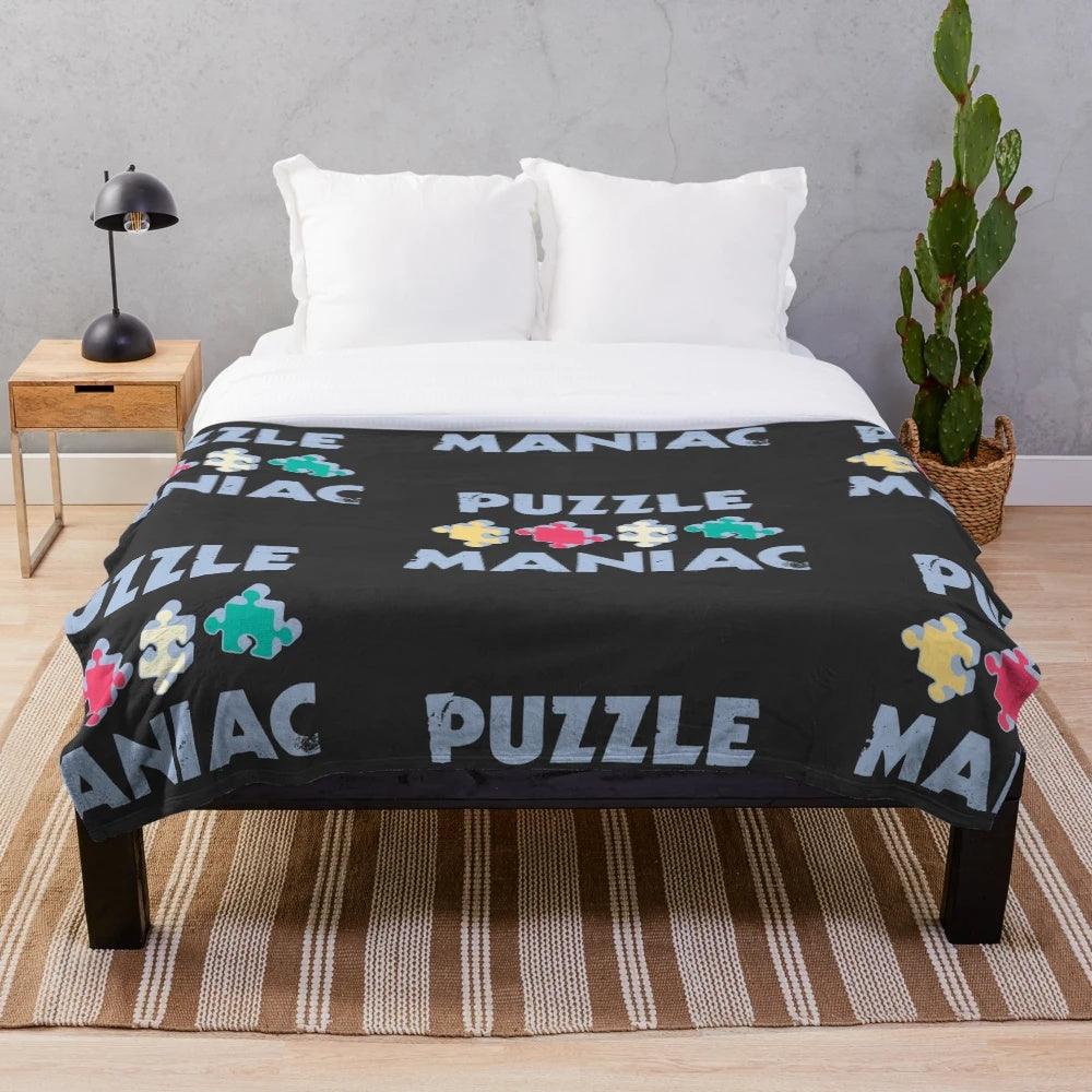 Puzzle Maniac Plush Blanket featuring a soft, comfortable design for puzzle enthusiasts