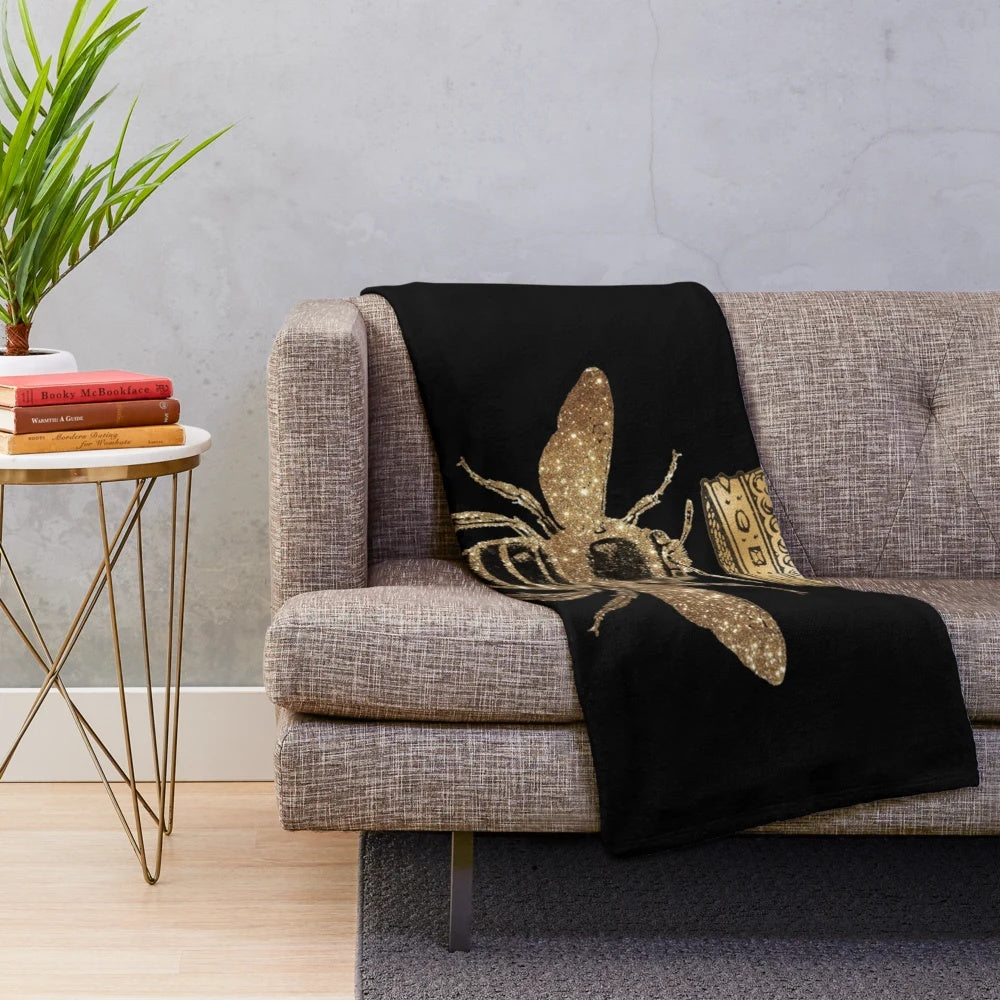 Queen Bee Plush Blanket with Honeycomb Pattern