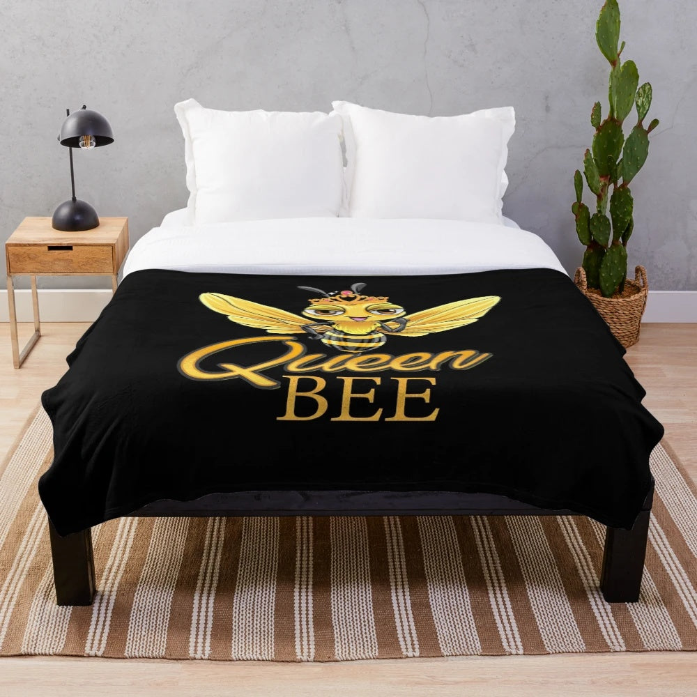 Queen Bee Plush Blanket with Bumblebee Design