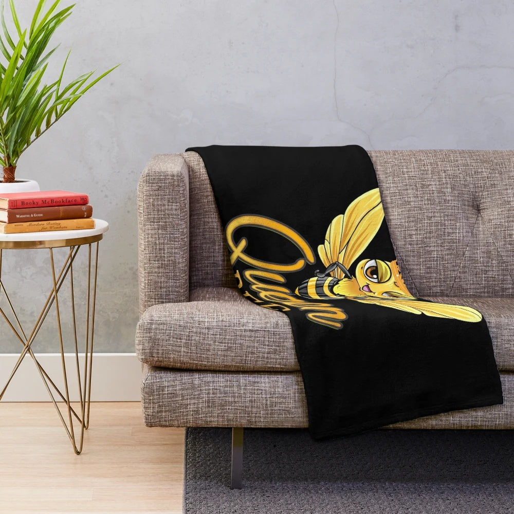 Queen Bee Plush Blanket with Bumblebee Design