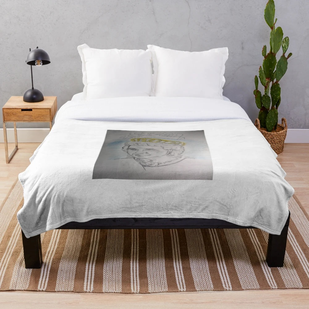 Queen-sized plush blanket with a retro design for cozy relaxation