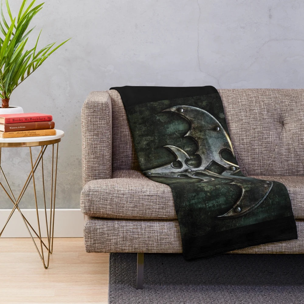 Queensryche-inspired plush blanket featuring the band's logo and album artwork