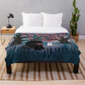 Watercolor-inspired plush blanket featuring a cute rabbit and forest scene