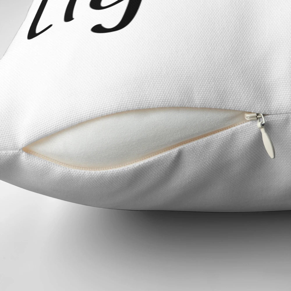 A soft, plush pillow featuring a funny and lighthearted quote