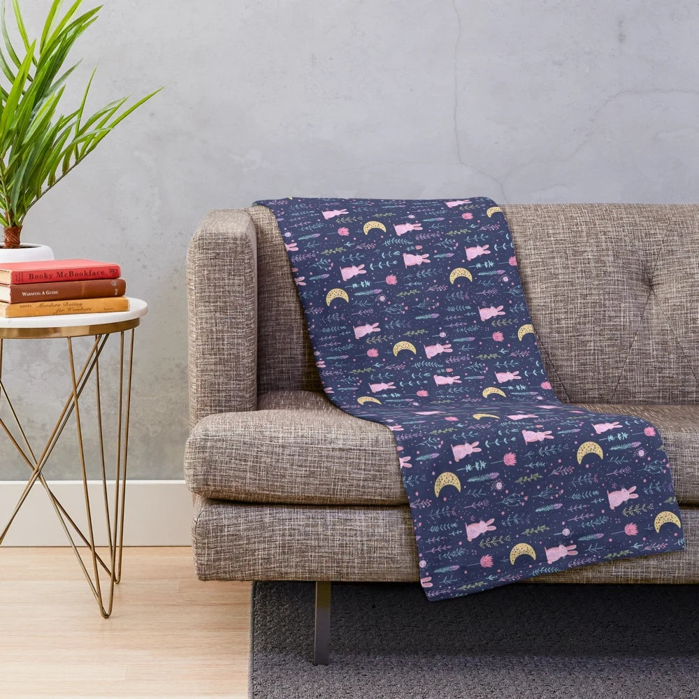 Little rabbit plush blanket with soft, modern abstract cartoon patterns