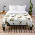 Rabbits and hares plush blanket with woodland animal design