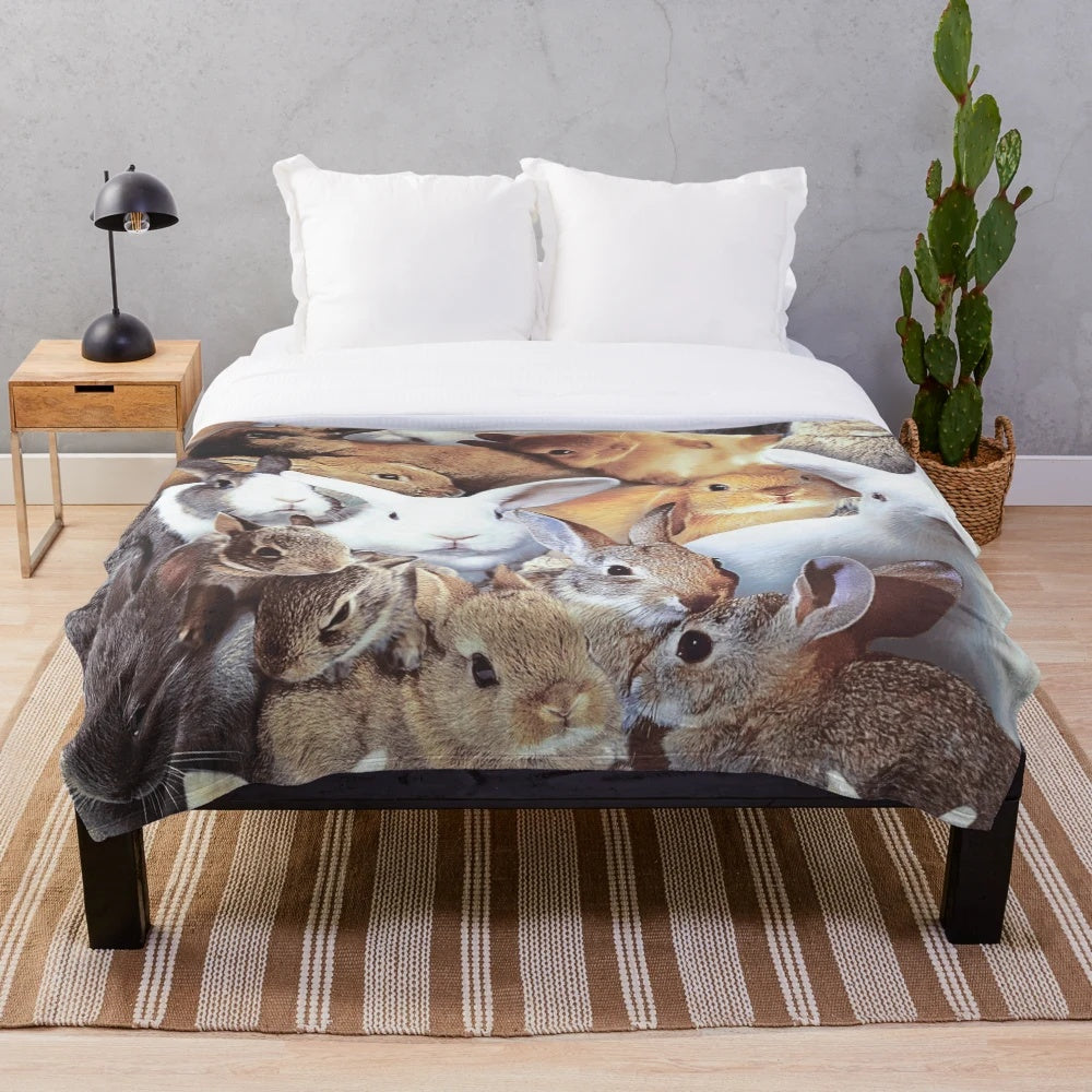 Rabbits plush blanket for cozy snuggles