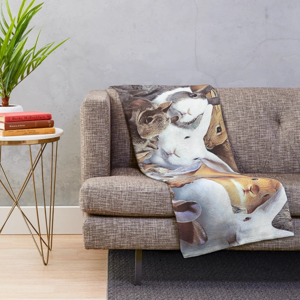 Rabbits plush blanket for cozy snuggles