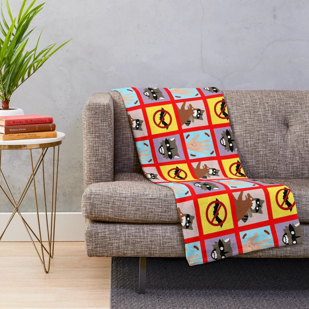 Soft and cuddly rabies-themed plush blanket featuring characters and references from the popular TV show The Office