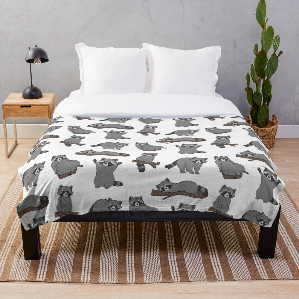 Soft and cuddly raccoon plush blanket