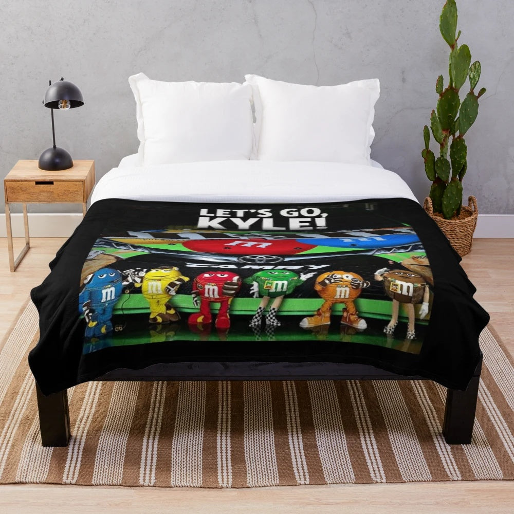 Plush blanket featuring Kyle Busch's #18 racing design