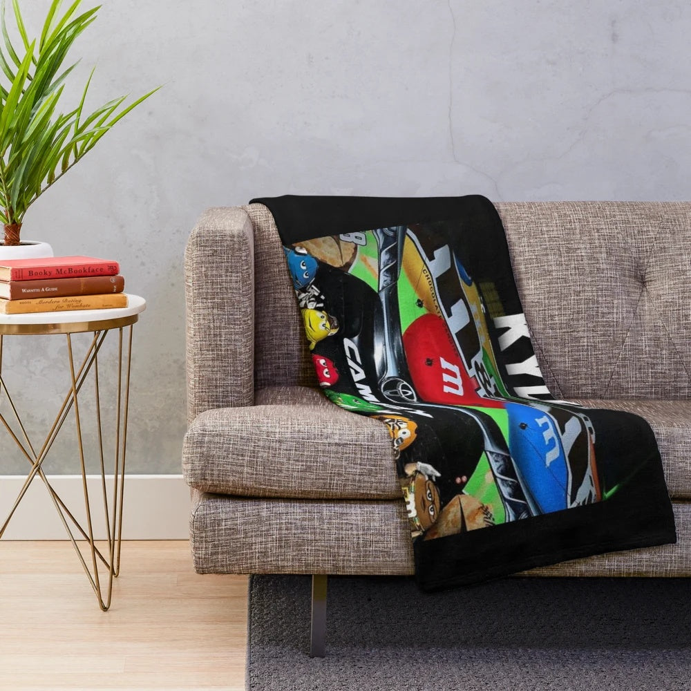 Plush blanket featuring Kyle Busch's #18 racing design