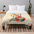 Colorful rainbow fox plush blanket