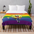 Colorful spongebob plush blanket with rainbow design