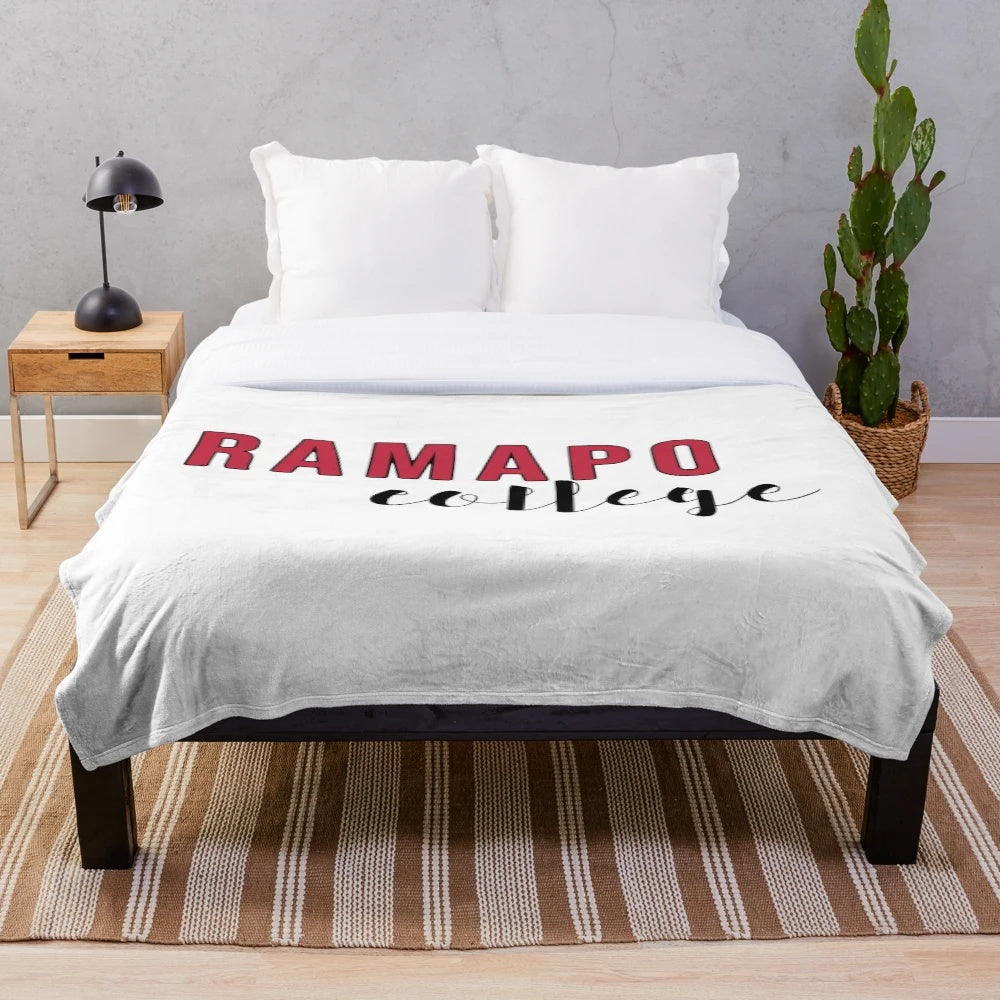 Ramapo College Roadrunners plush college blanket in red and white colors