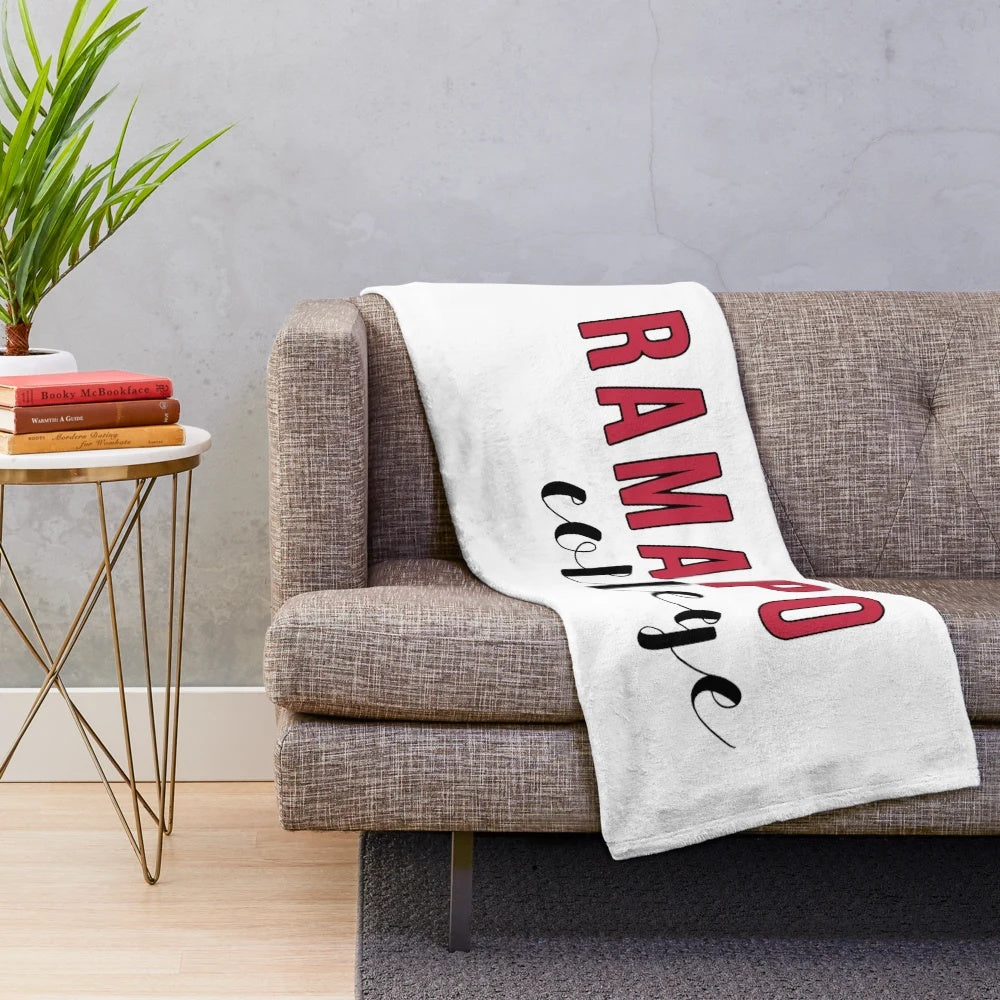 Ramapo College Roadrunners plush college blanket in red and white colors