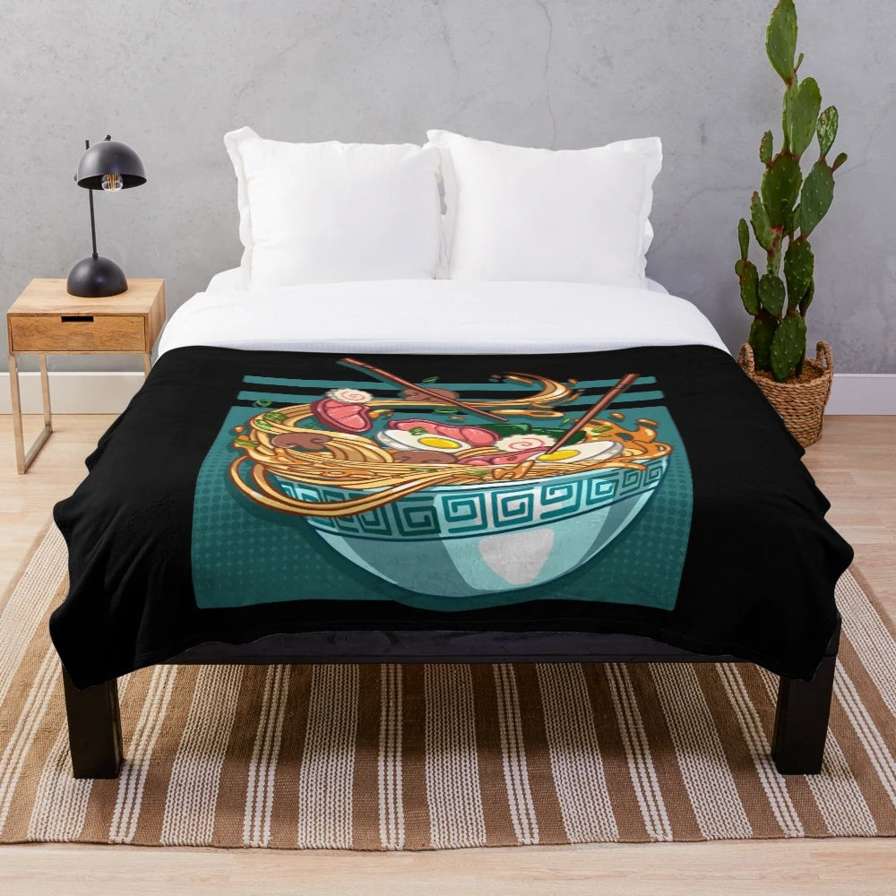 Ramen bowl plush blanket with Japanese-inspired design