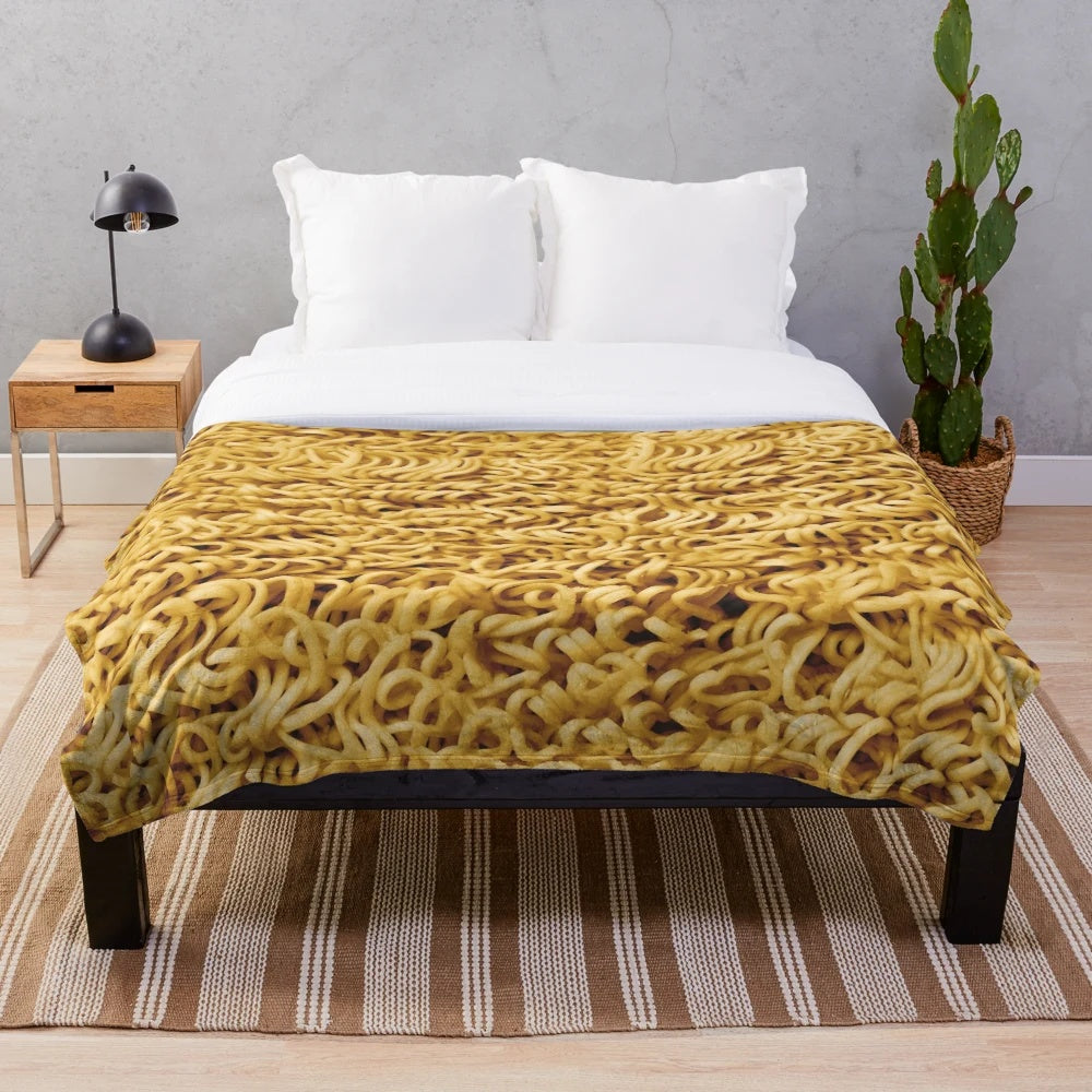 Ramen noodle pattern plush blanket
